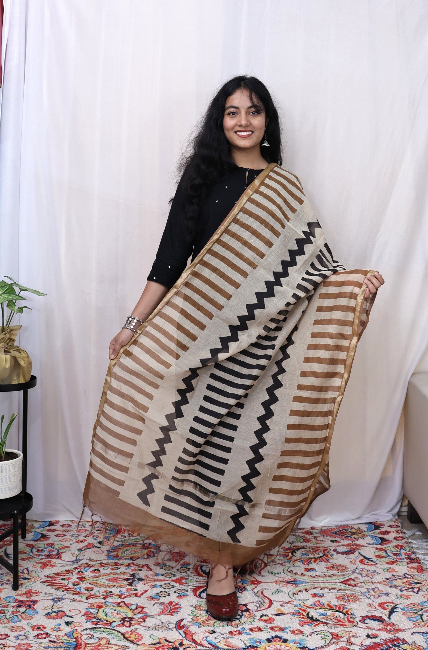 Hand-made block print dupatta