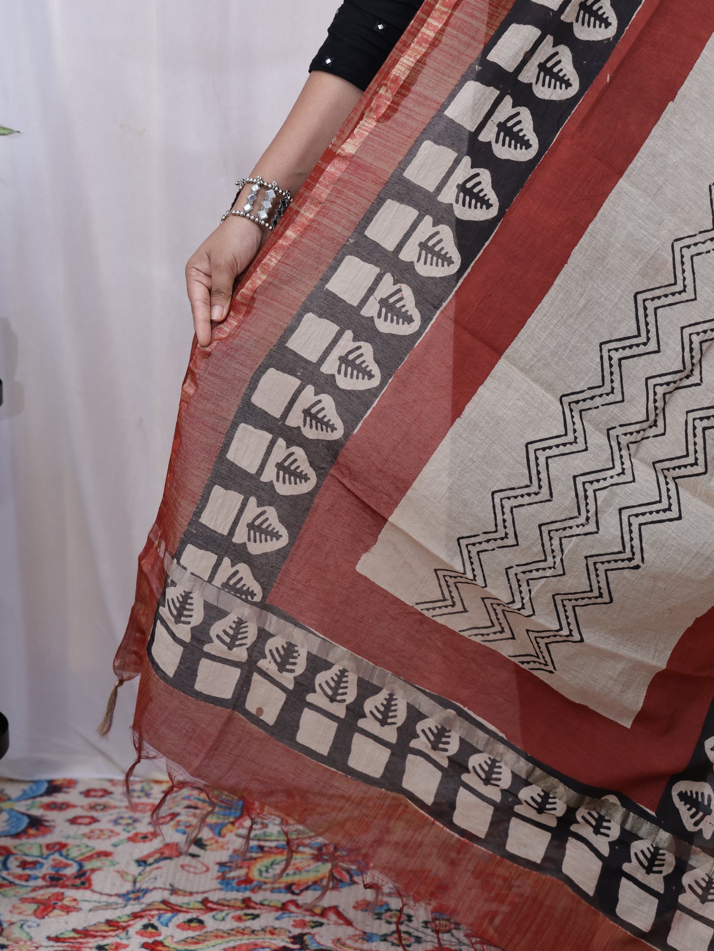 Hand-made block print dupatta