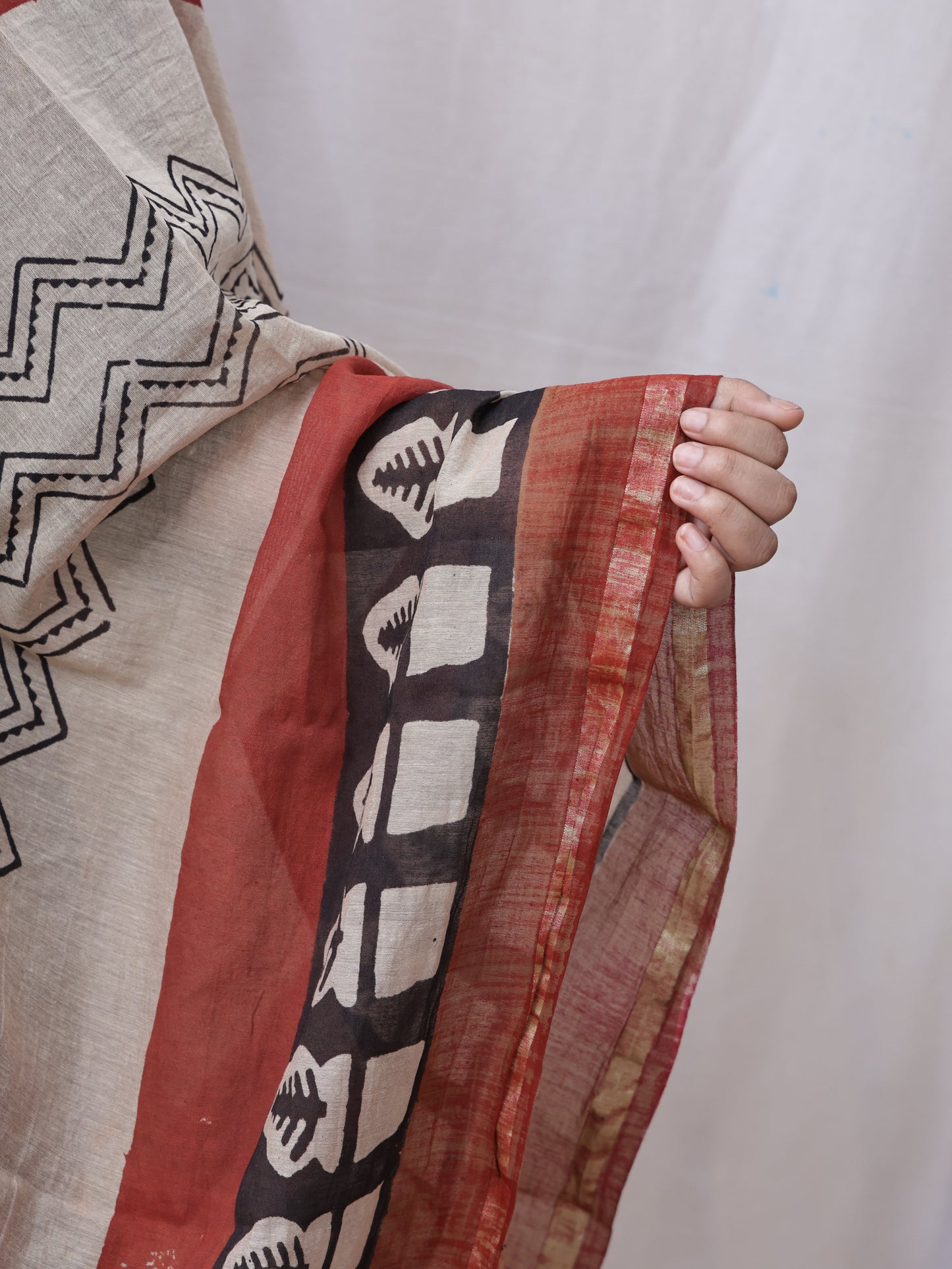 Hand-made block print dupatta