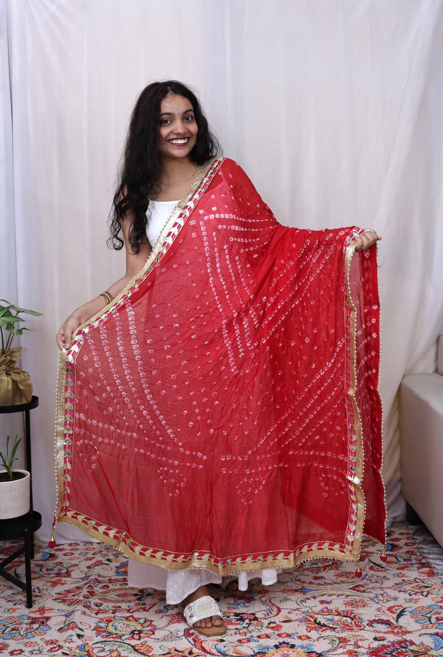 Red Gota Patti Bandhani Dupatta