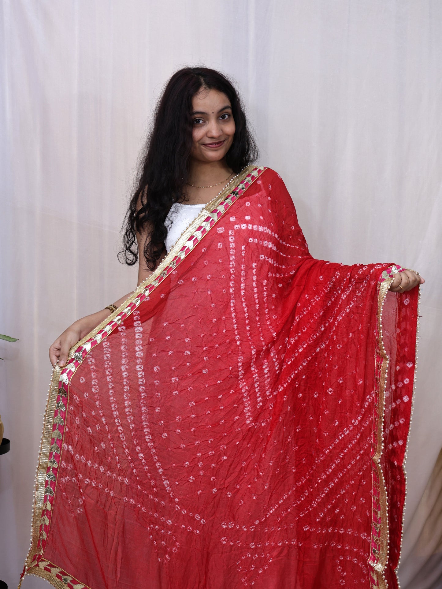 Red Gota Patti Bandhani Dupatta