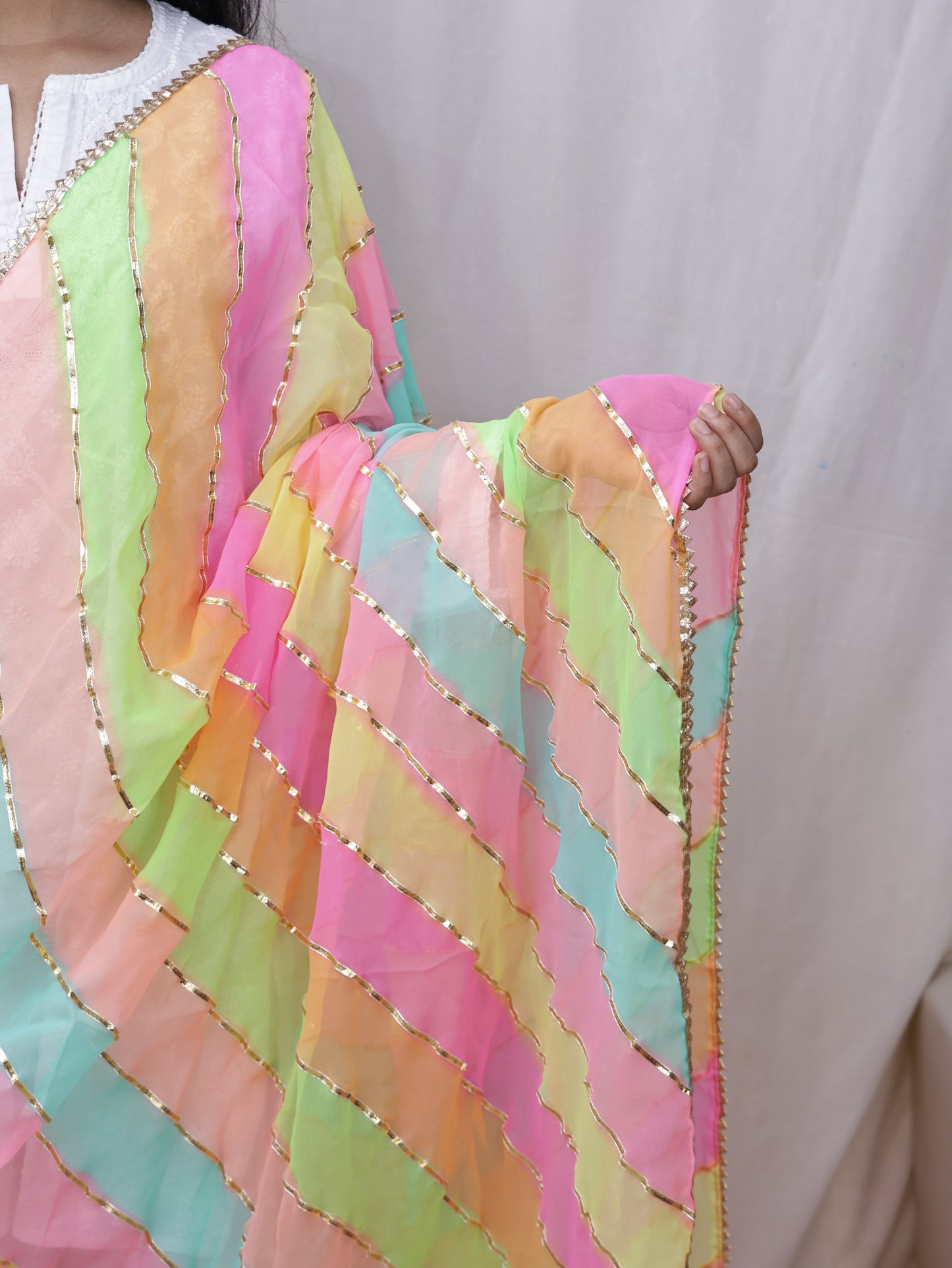 Georgette Lahariya Gota Dupatta