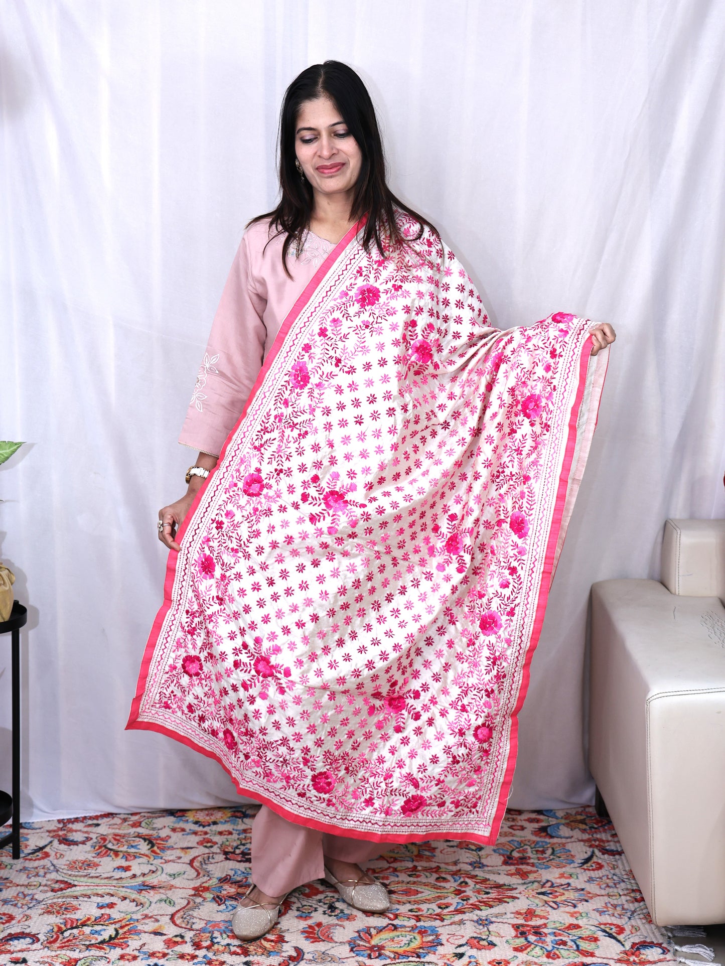 Assam Silk Phulkari Dupatta