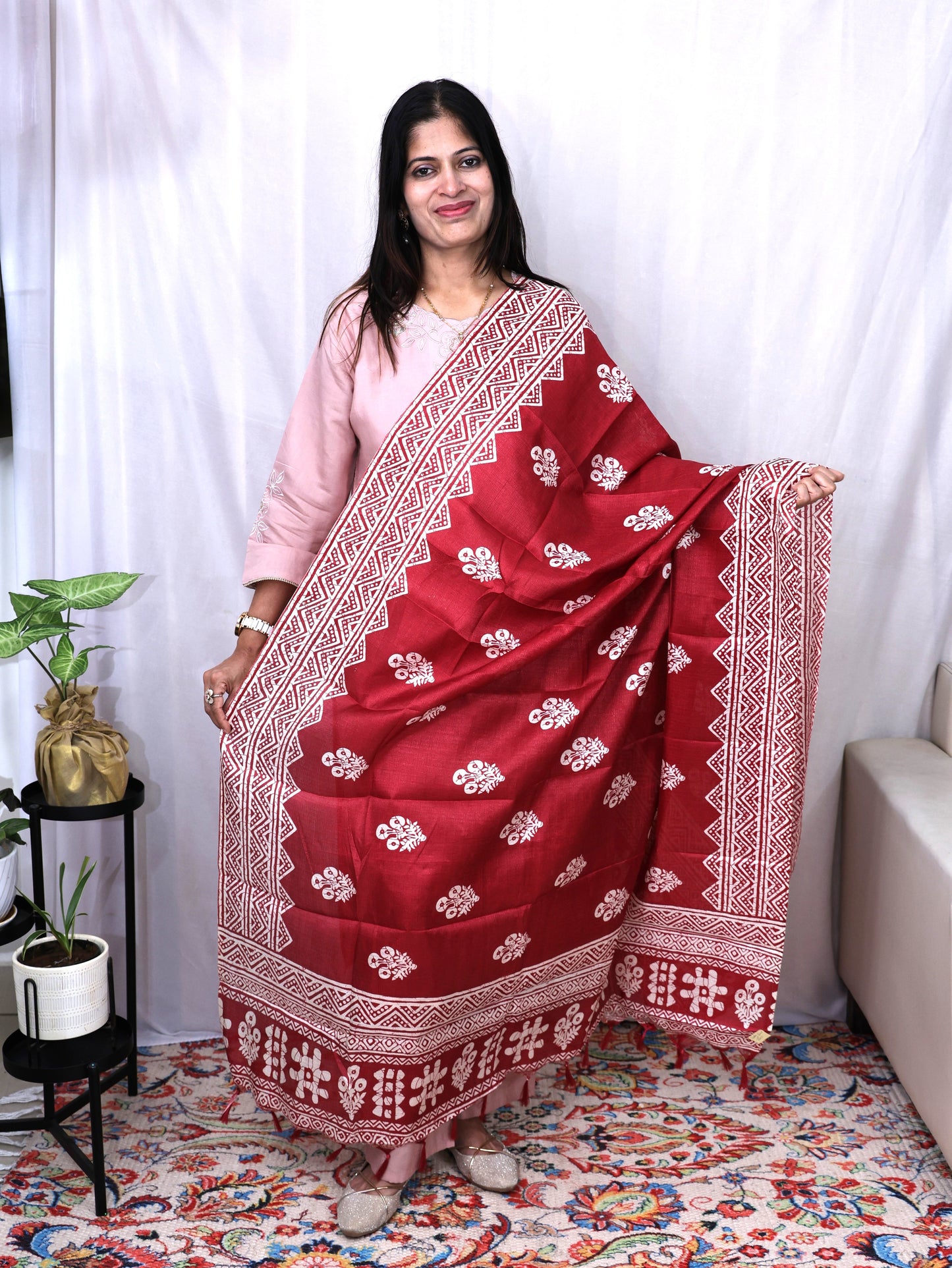 Chanderi Block Print Dupatta
