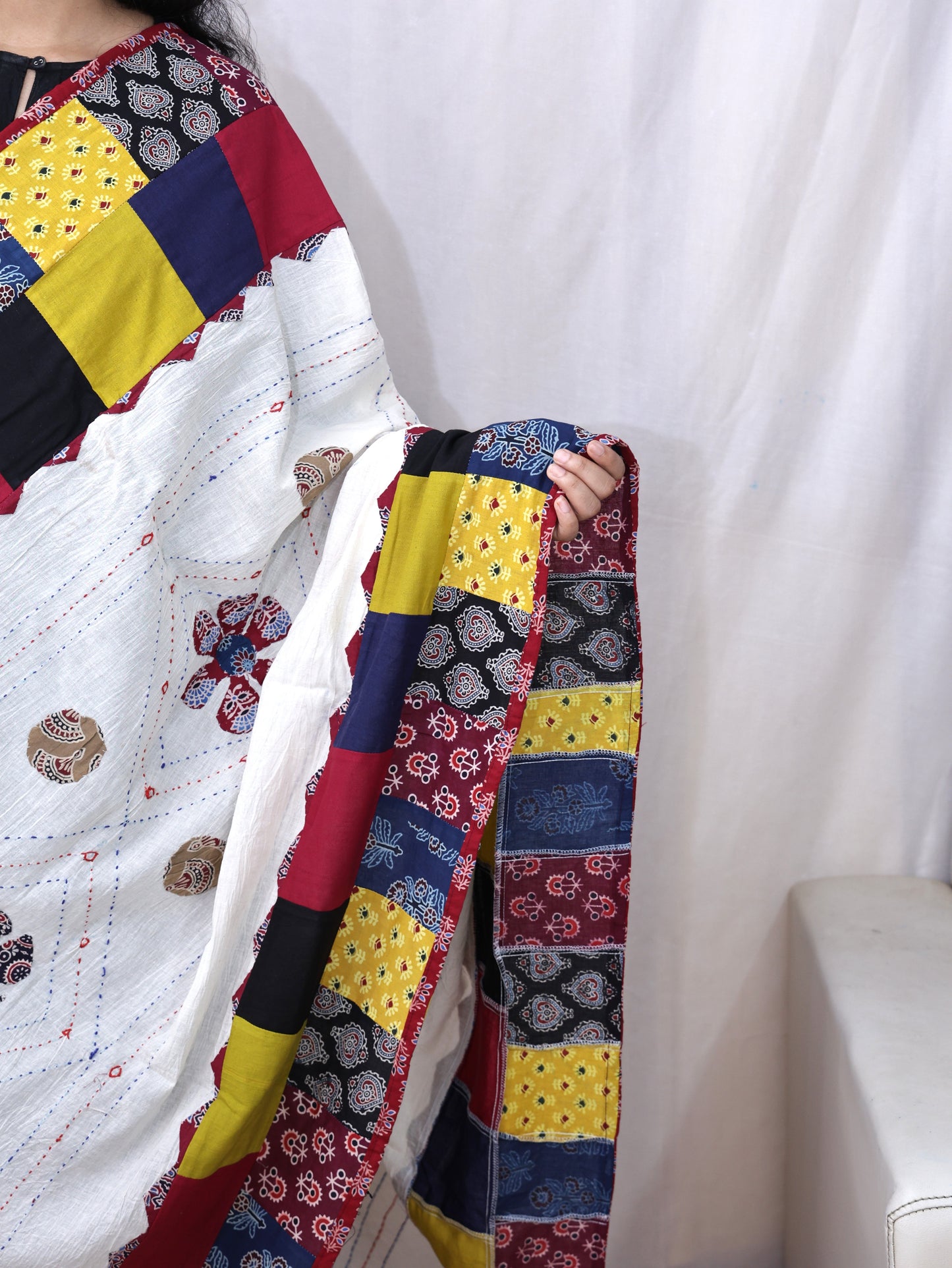 Cotton Applik Multi Patch Katha Dupatta