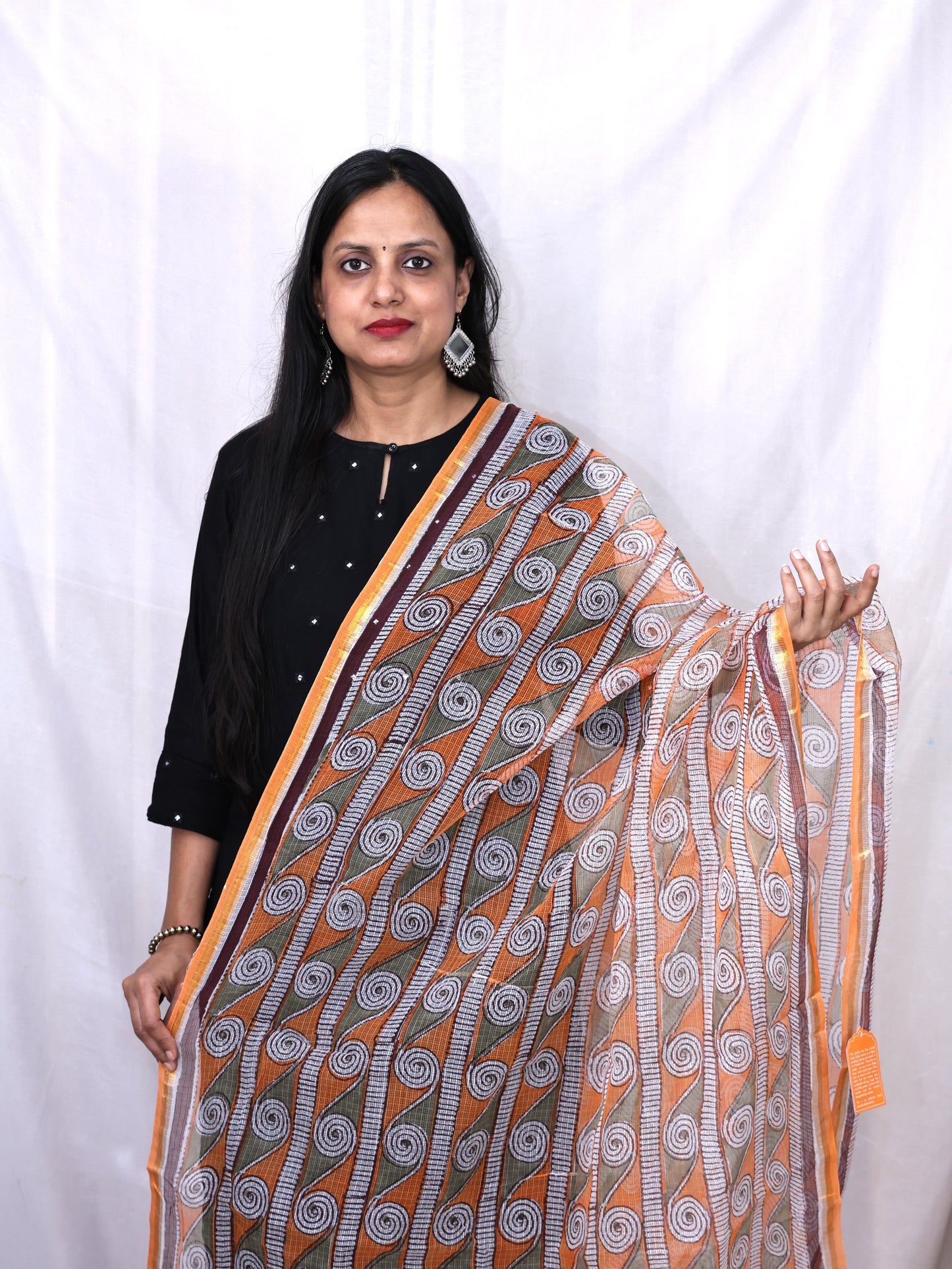 kota Doria Hand-Block Print Dupatta
