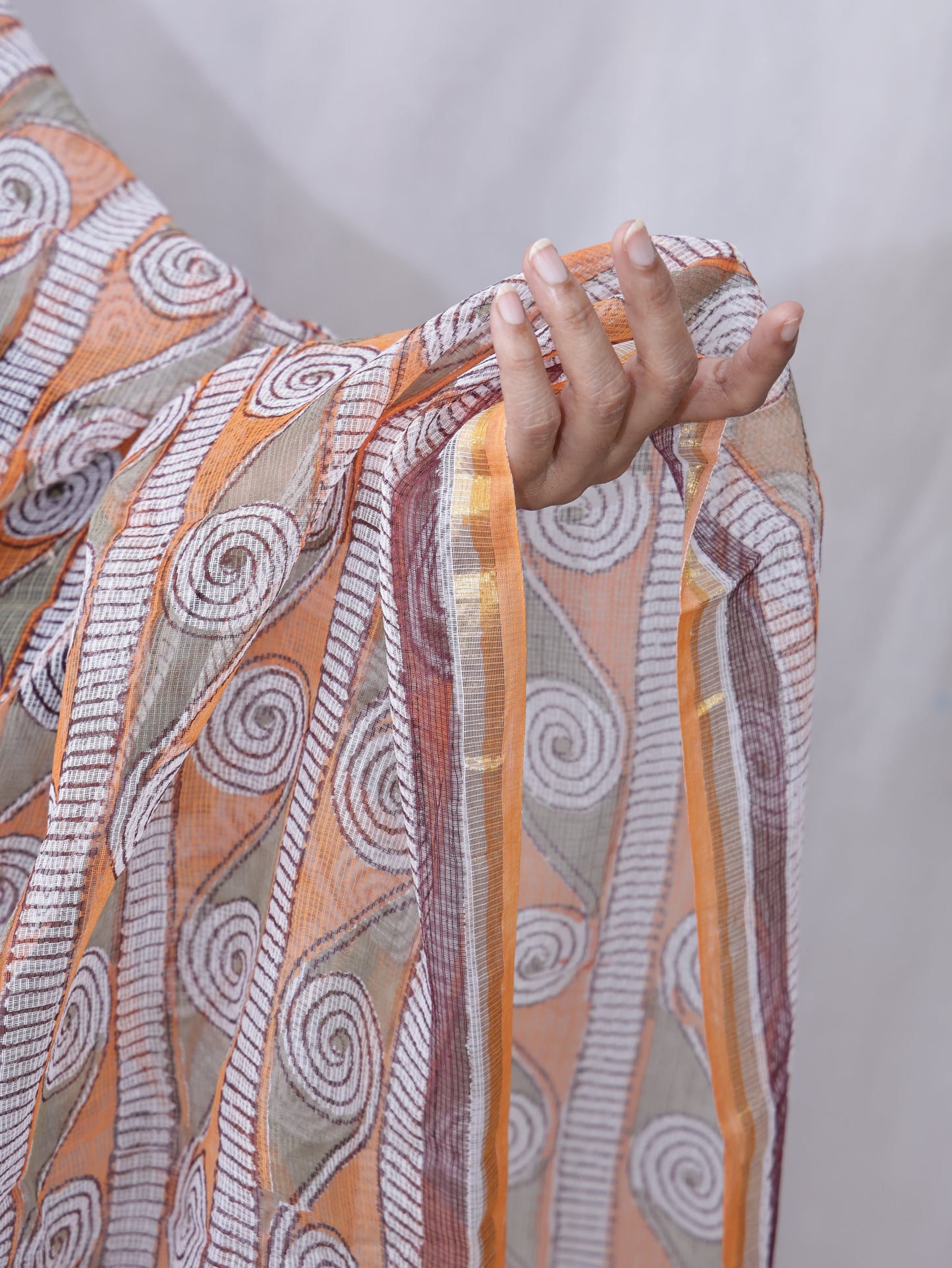 kota Doria Hand-Block Print Dupatta