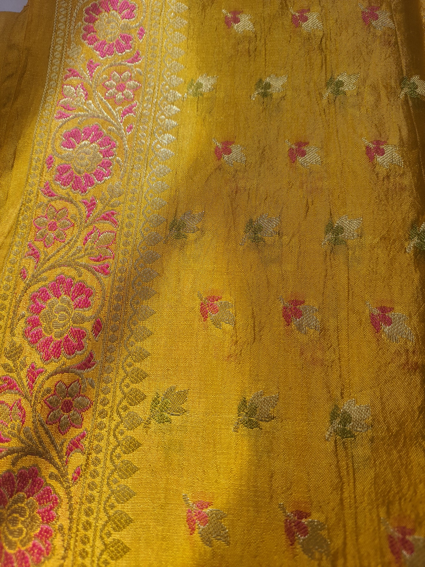 Yellow katan silk Jakat Jal Banarasi Dupatta