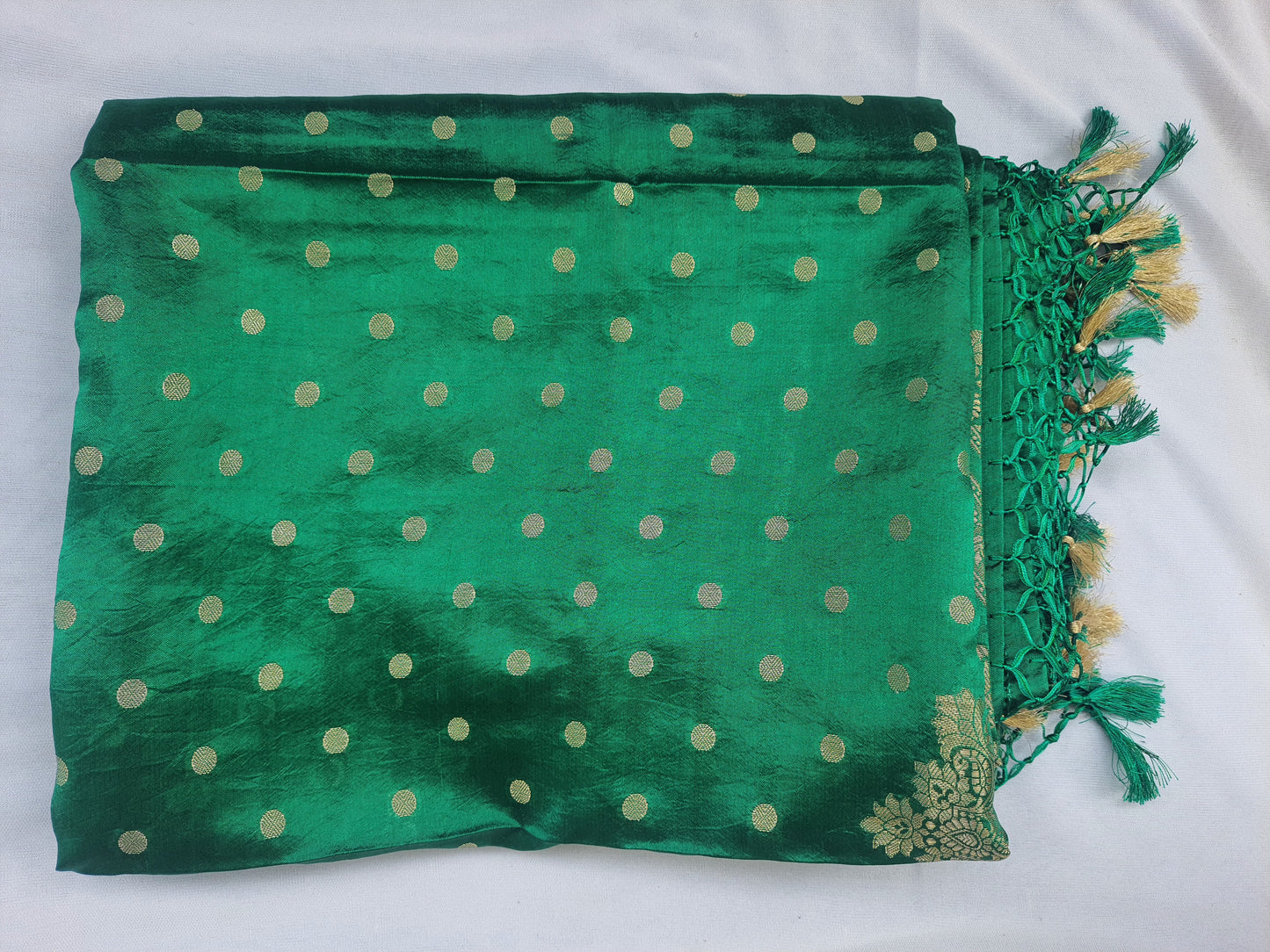 Green Pure Katan Silk Big Buta Banarasi Dupatta