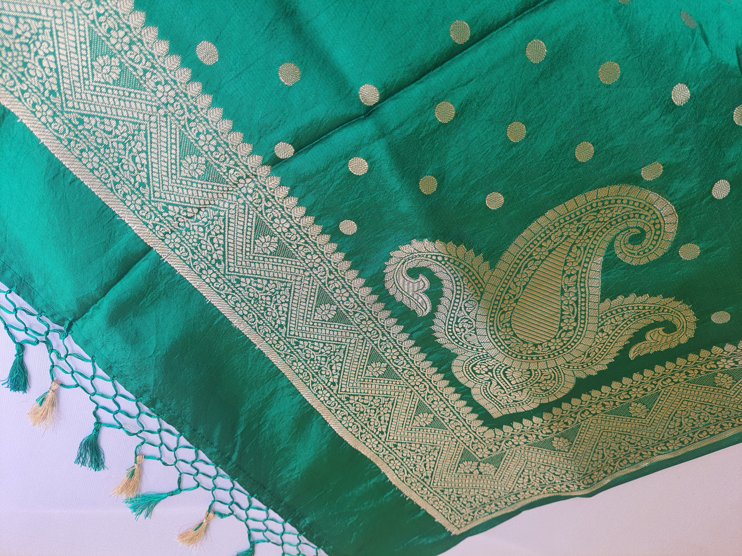 Green Pure Katan Silk Big Buta Banarasi Dupatta