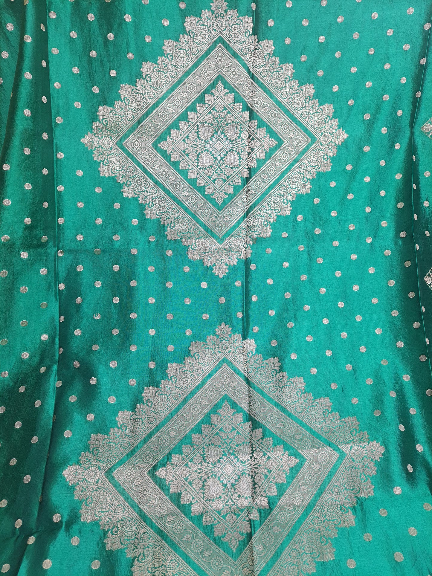 Green Pure Katan Silk Big Buta Banarasi Dupatta