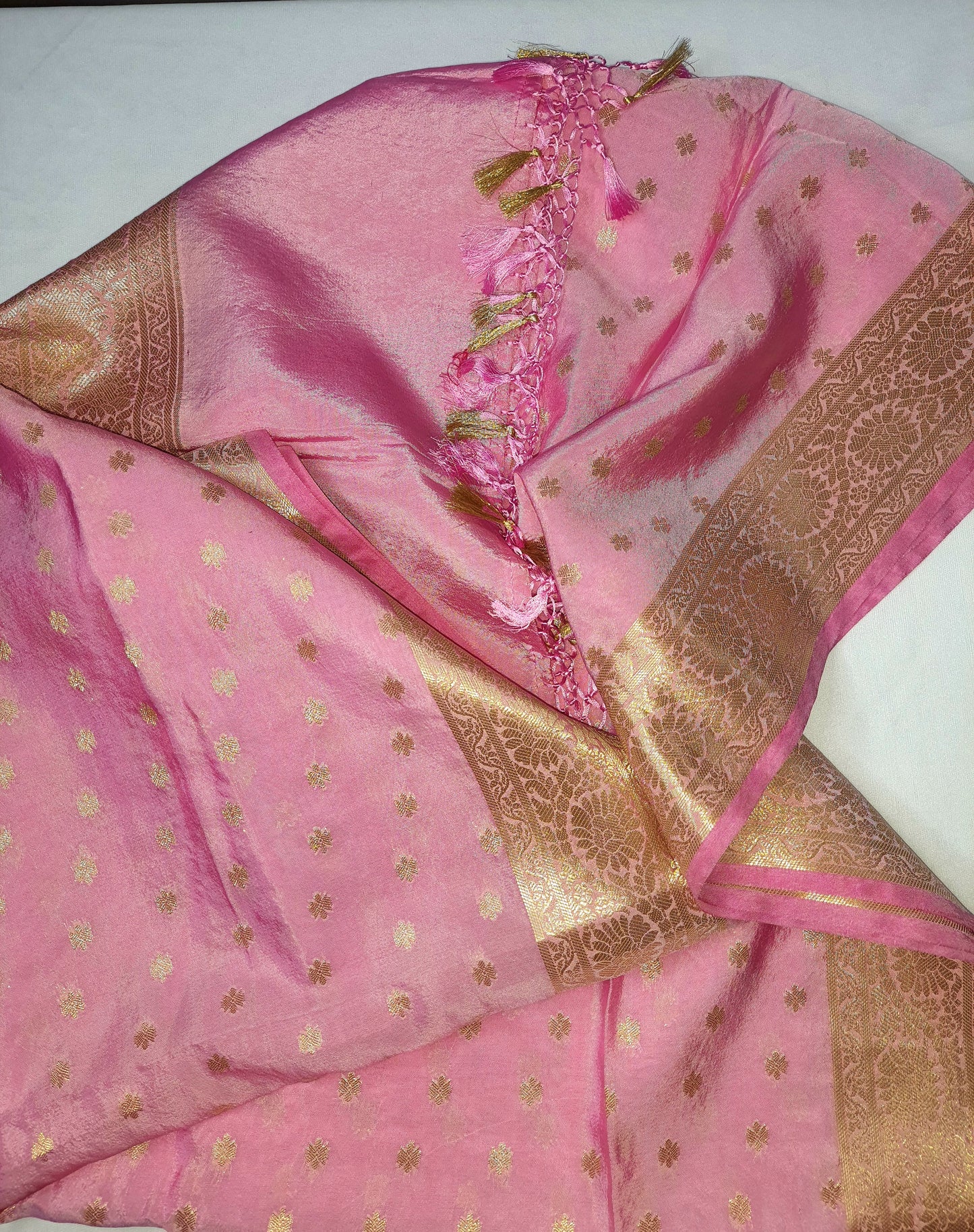 Pink Poona Silk Buti Jal Banarasi Dupatta