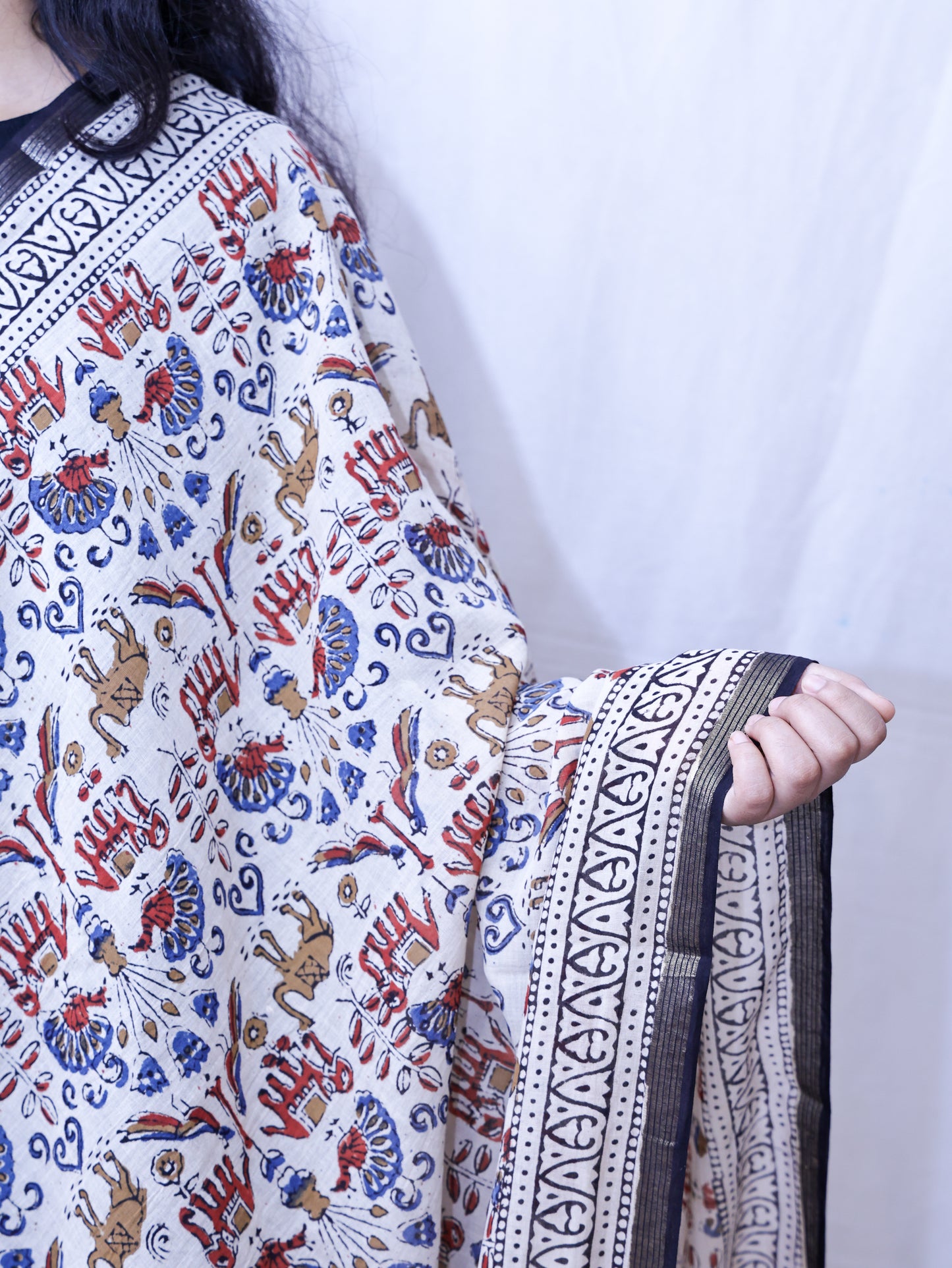 Hand-made block print dupatta