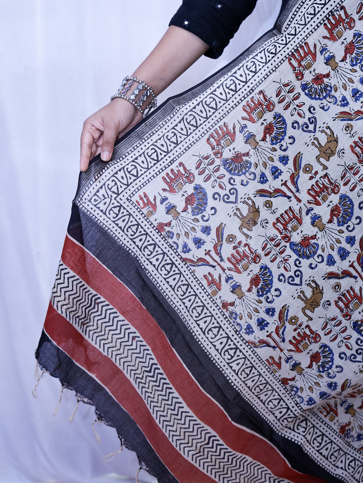 Hand-made block print dupatta