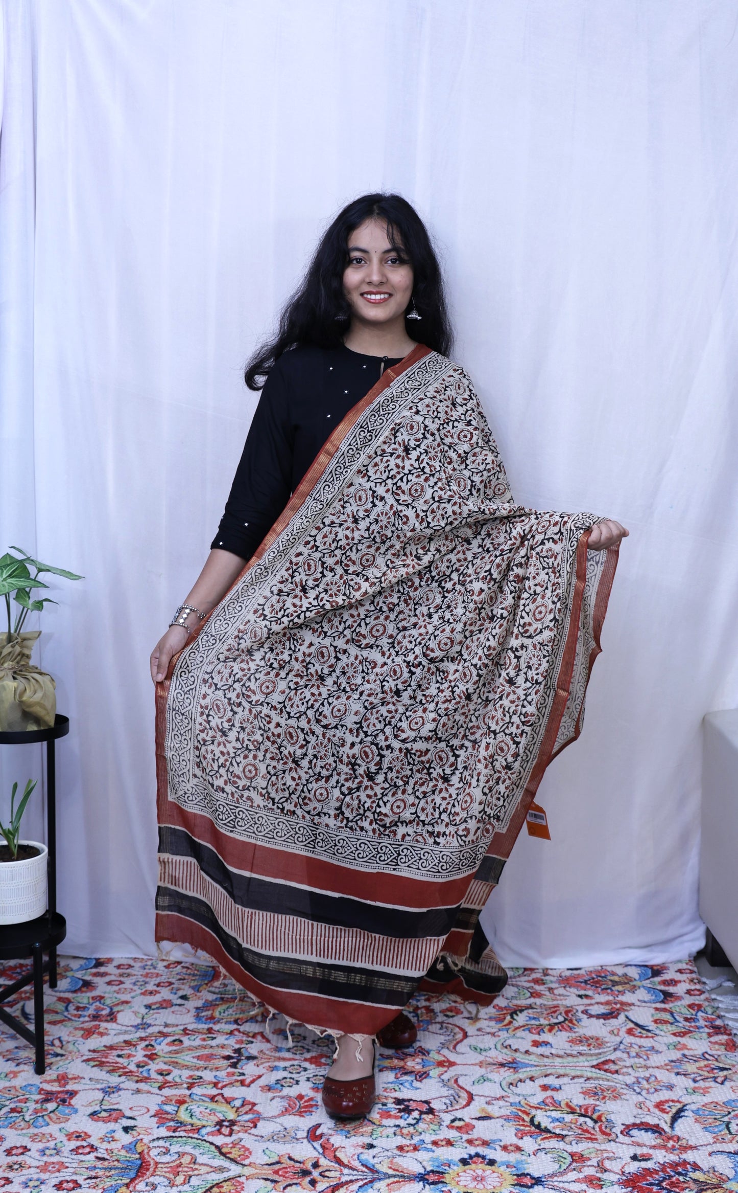Handmade block print dupatta