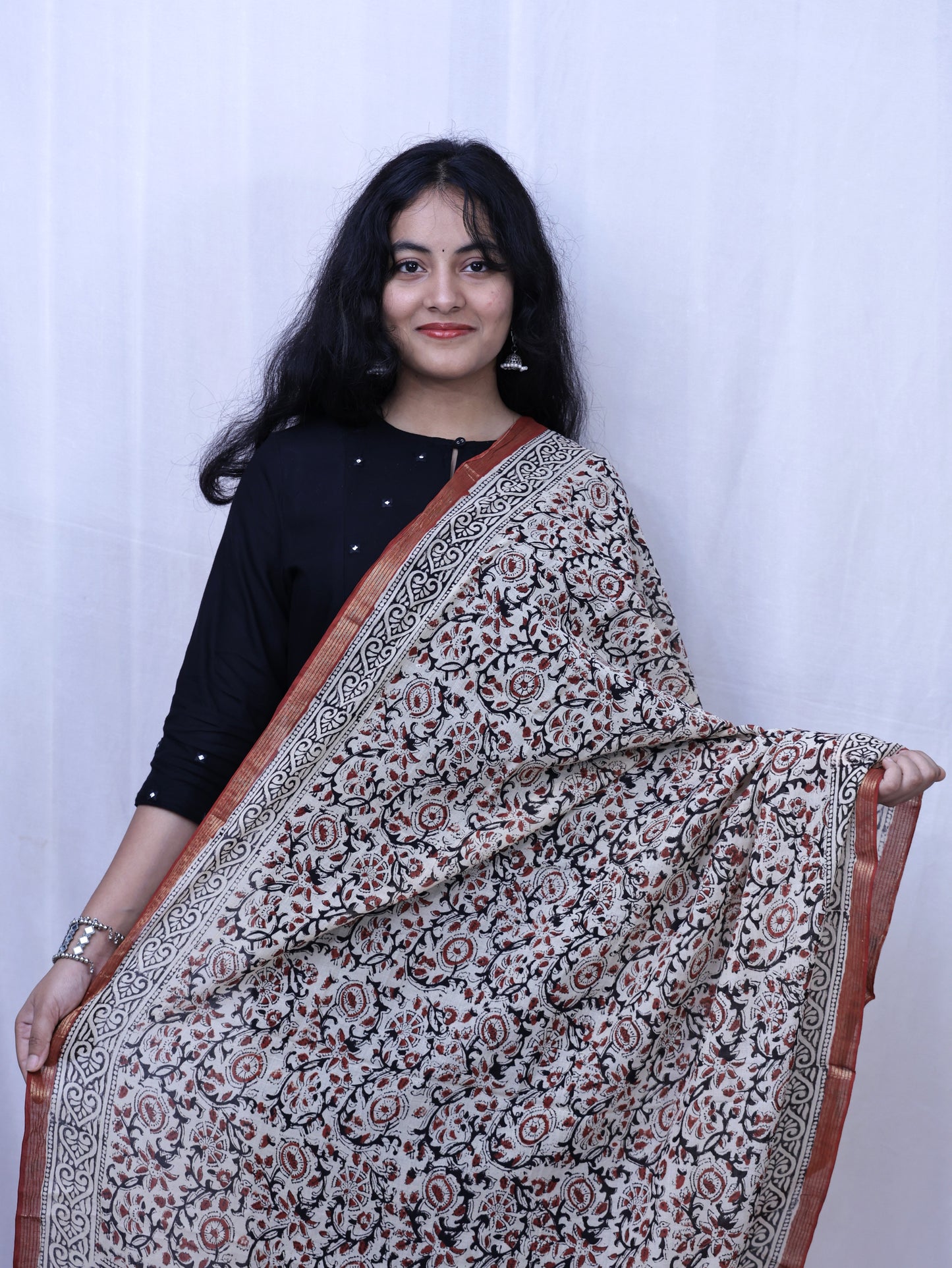 Handmade block print dupatta