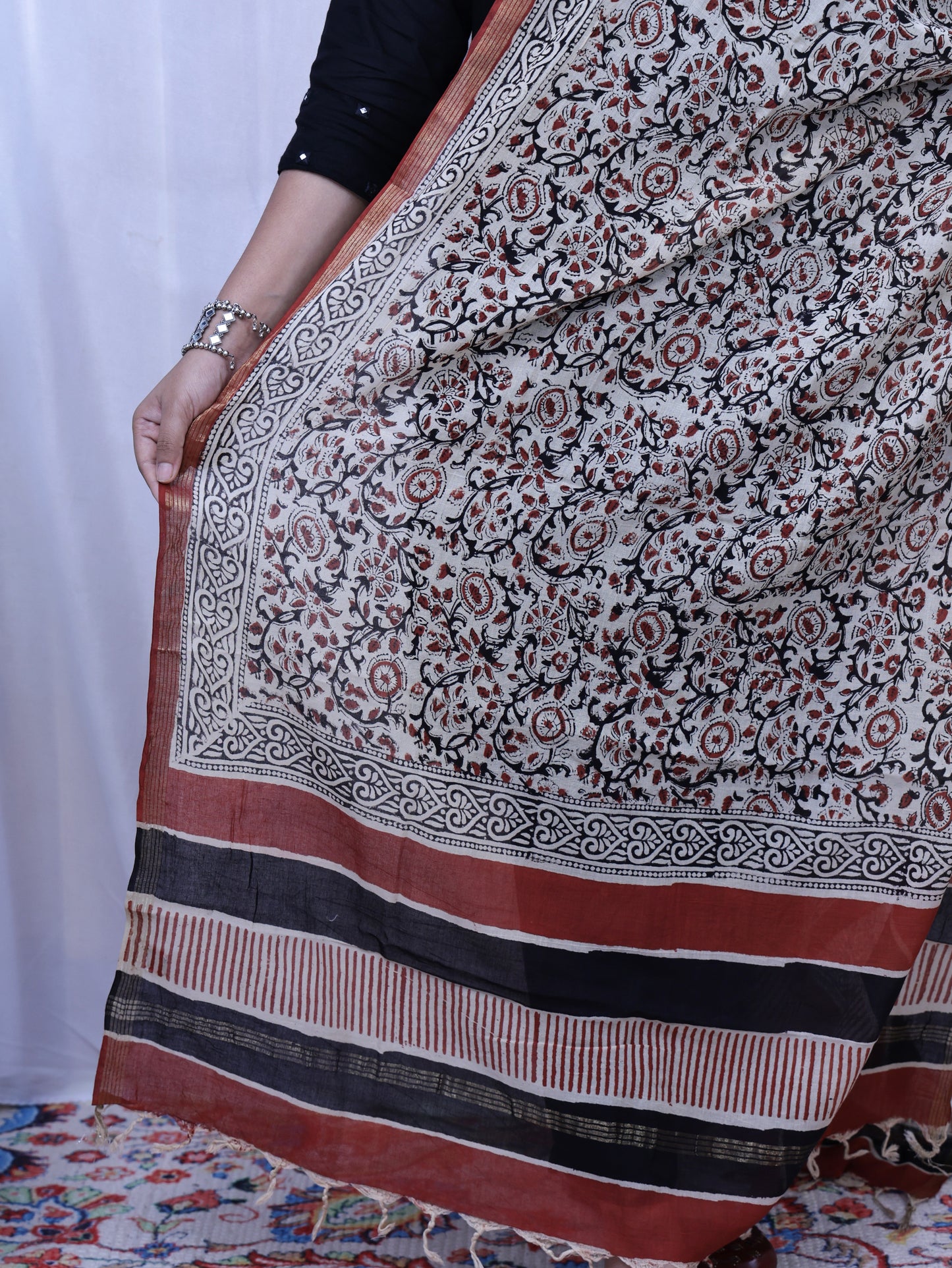 Handmade block print dupatta