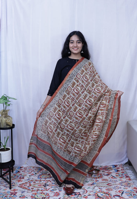 Hand made block print dupatta