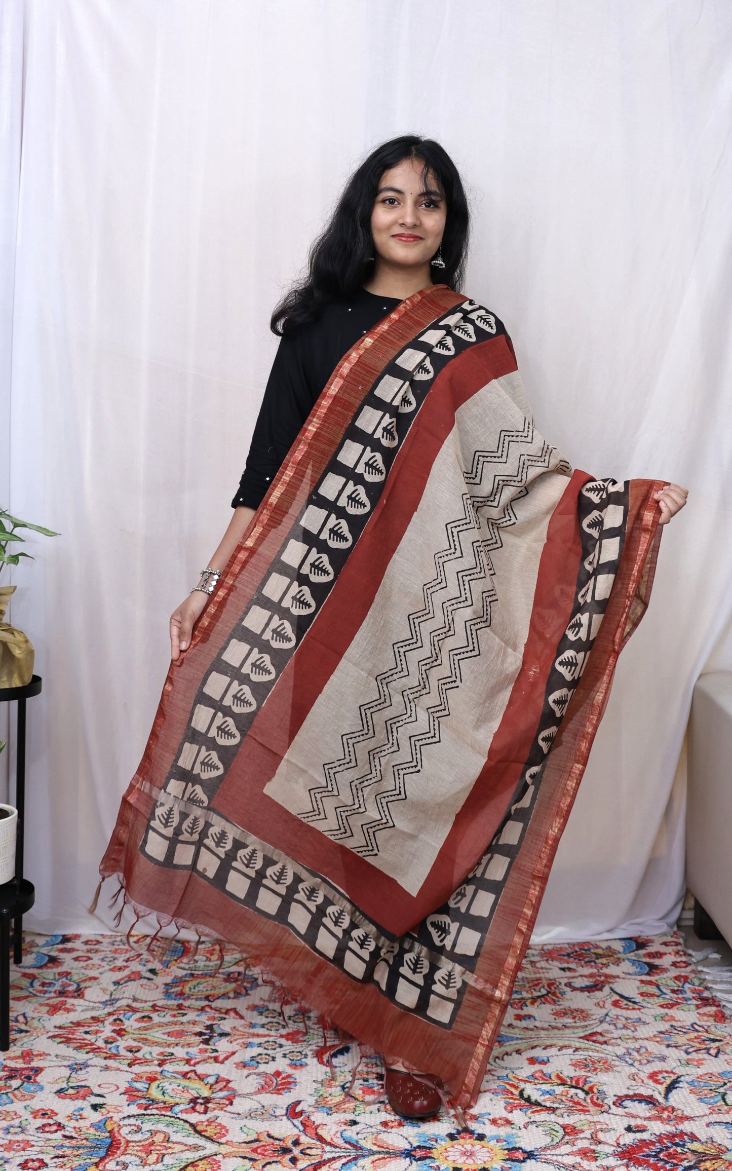 Hand-made block print dupatta