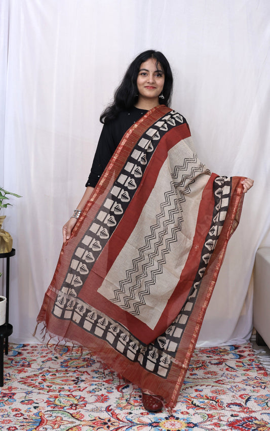 Hand-made block print dupatta