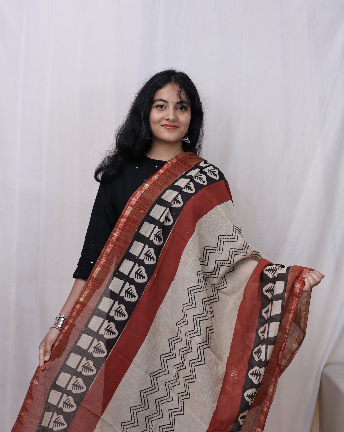 Hand-made block print dupatta