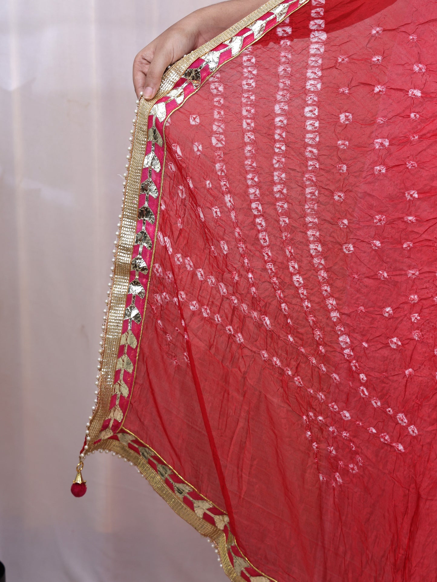 Red Gota Patti Bandhani Dupatta