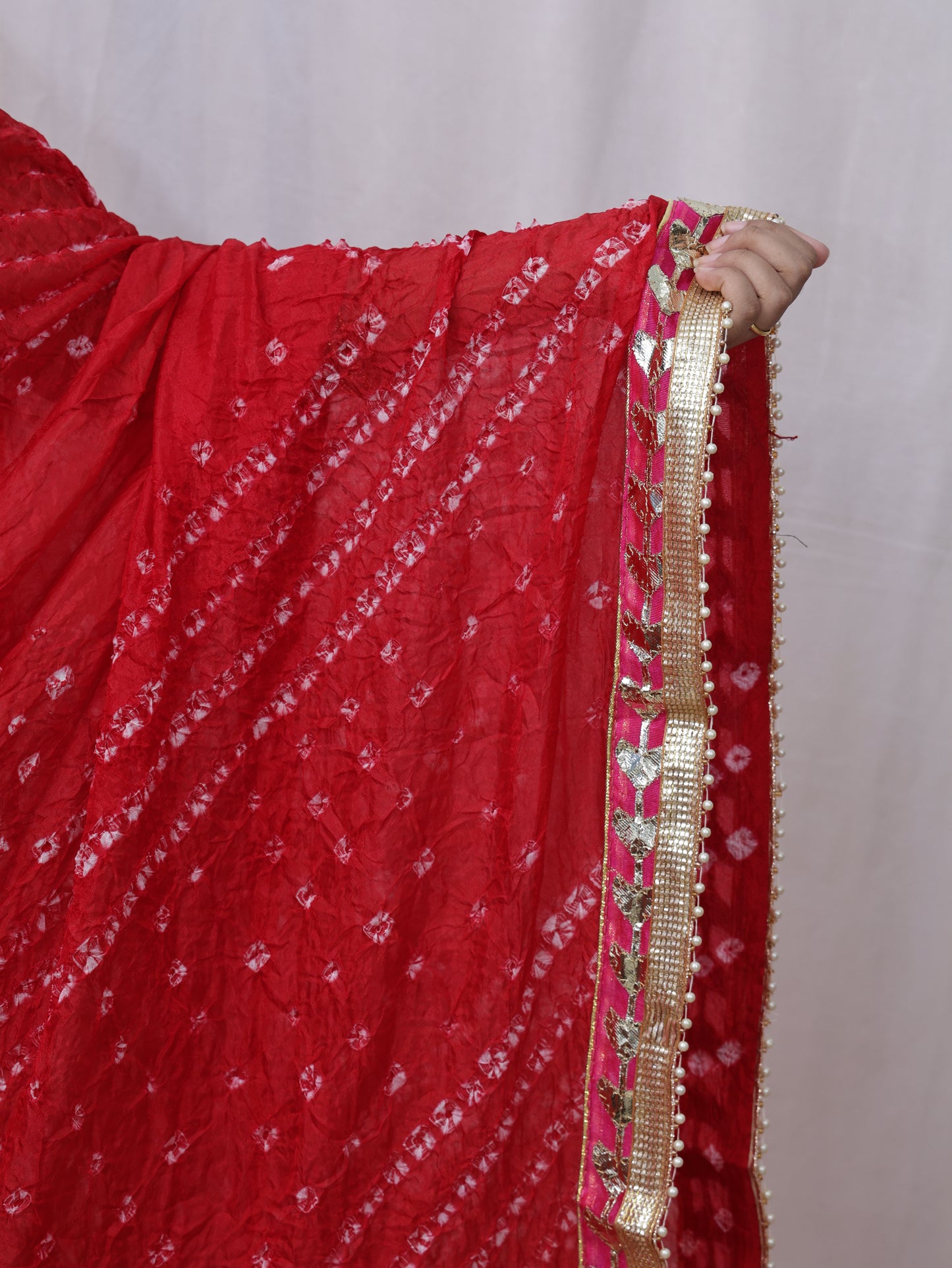 Red Gota Patti Bandhani Dupatta