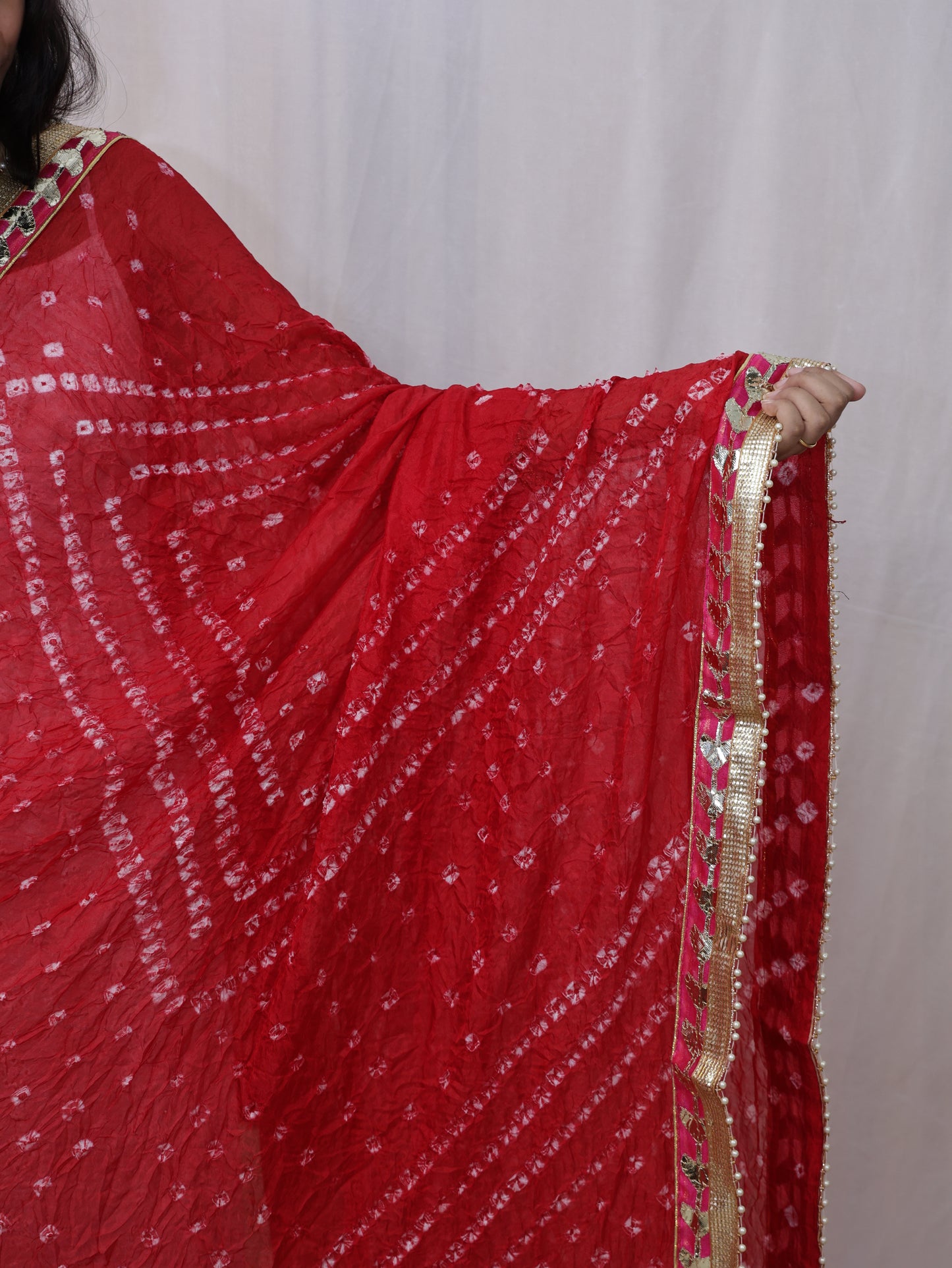 Red Gota Patti Bandhani Dupatta