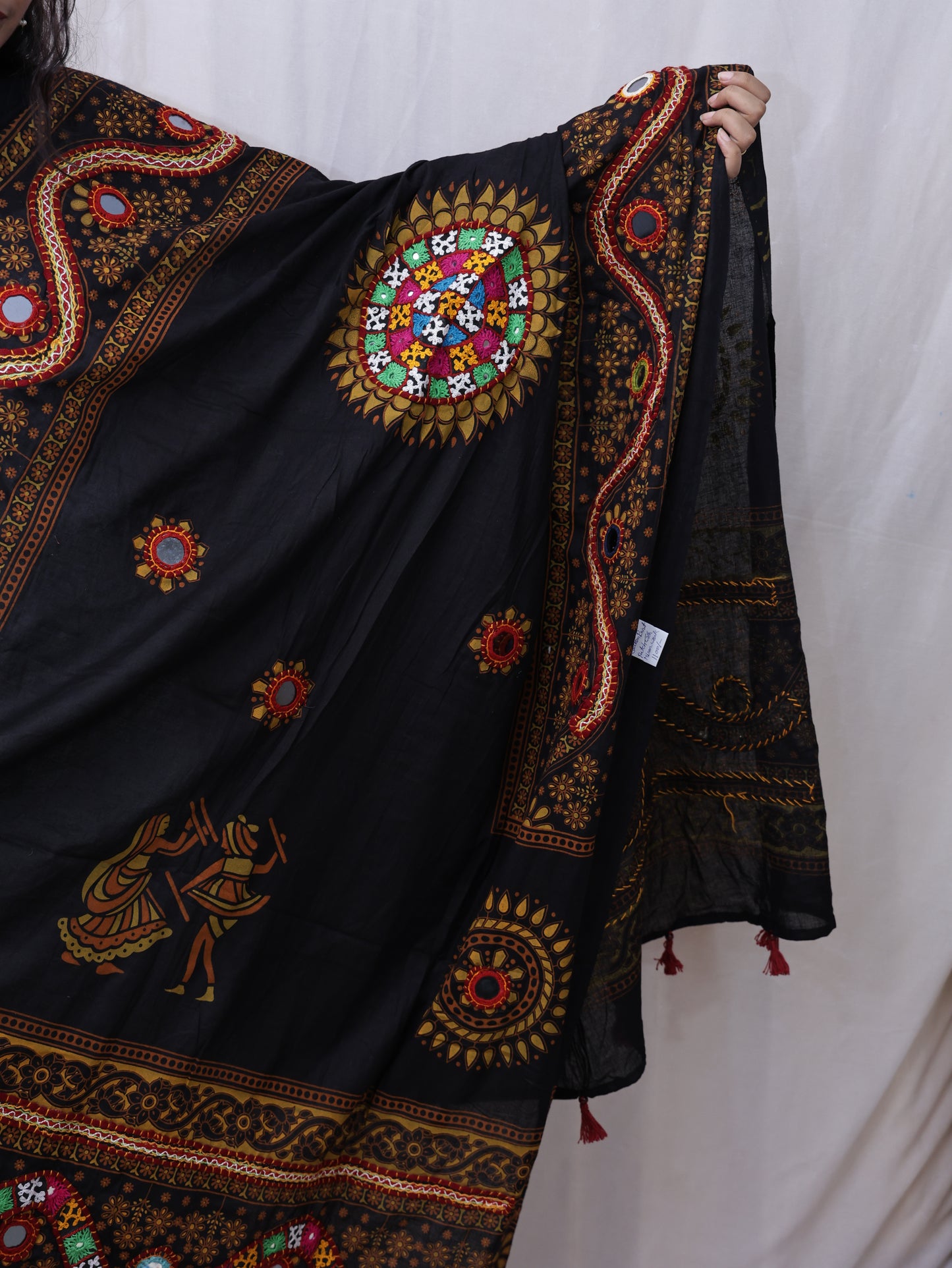 Cotton Print With Patch Mirror Work Dupatta