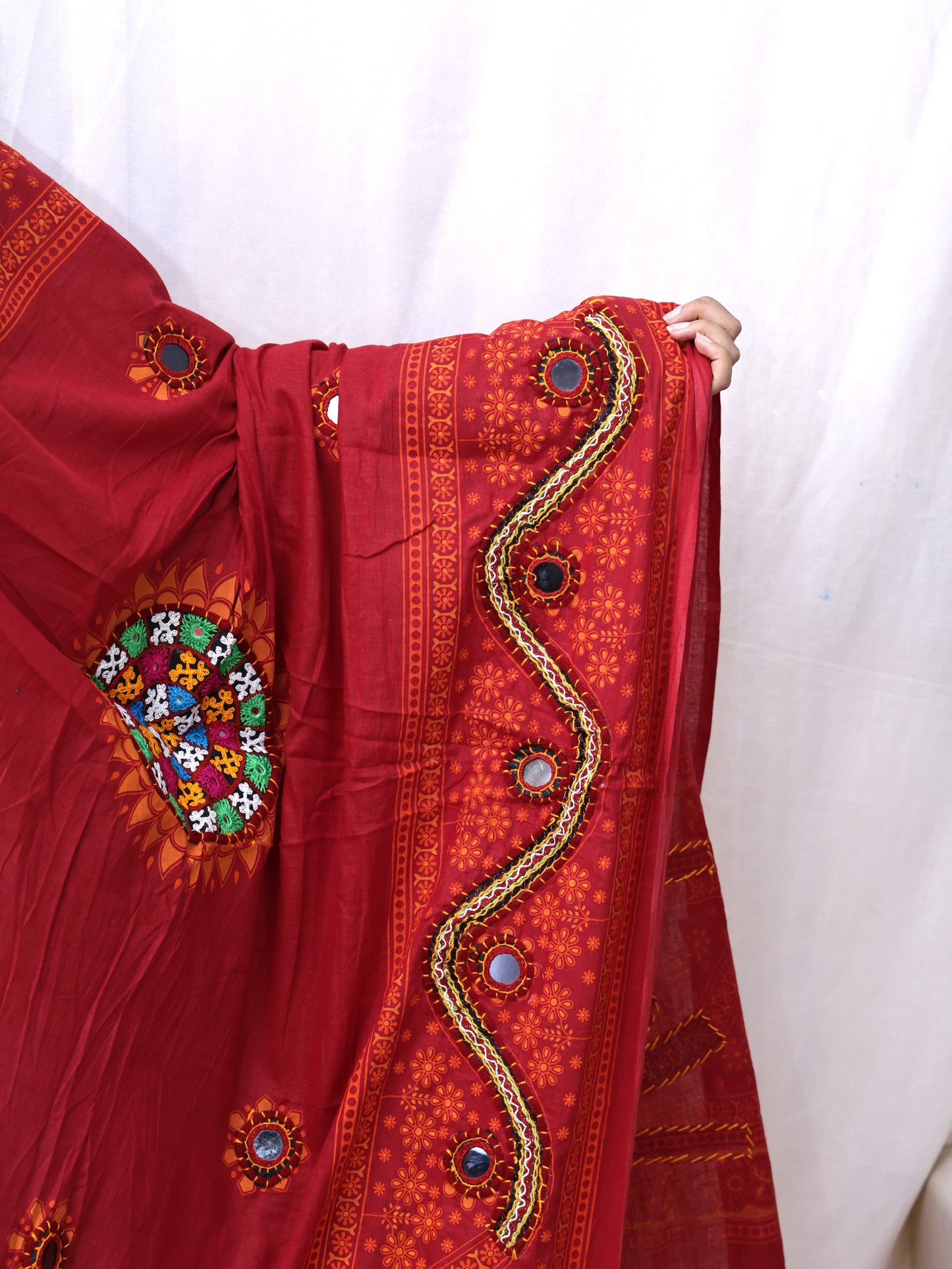 Cotton Print With Patch Mirror Work