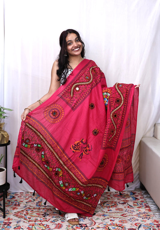 Cotton Print With Patch Mirror Work