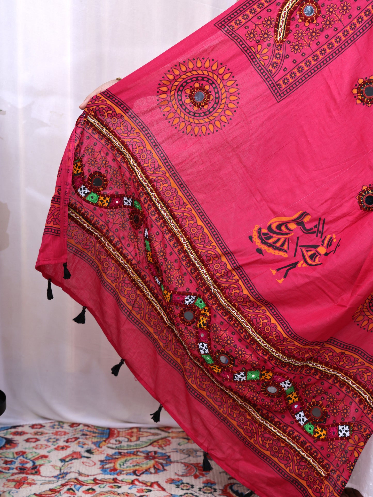 Cotton Print With Patch Mirror Work