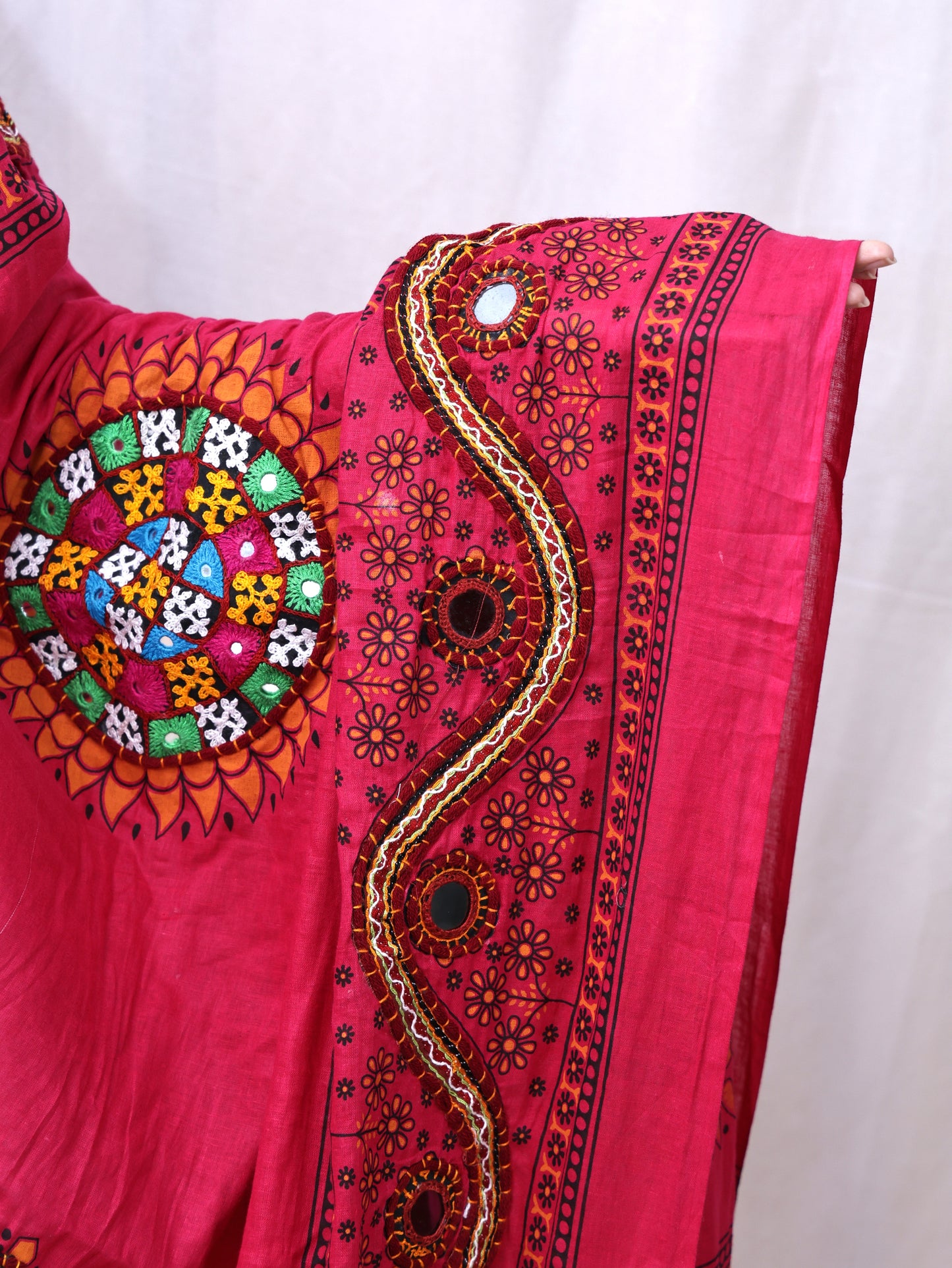 Cotton Print With Patch Mirror Work