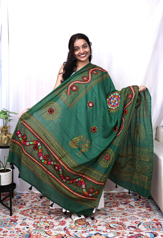Cotton Print With Patch Mirror Work