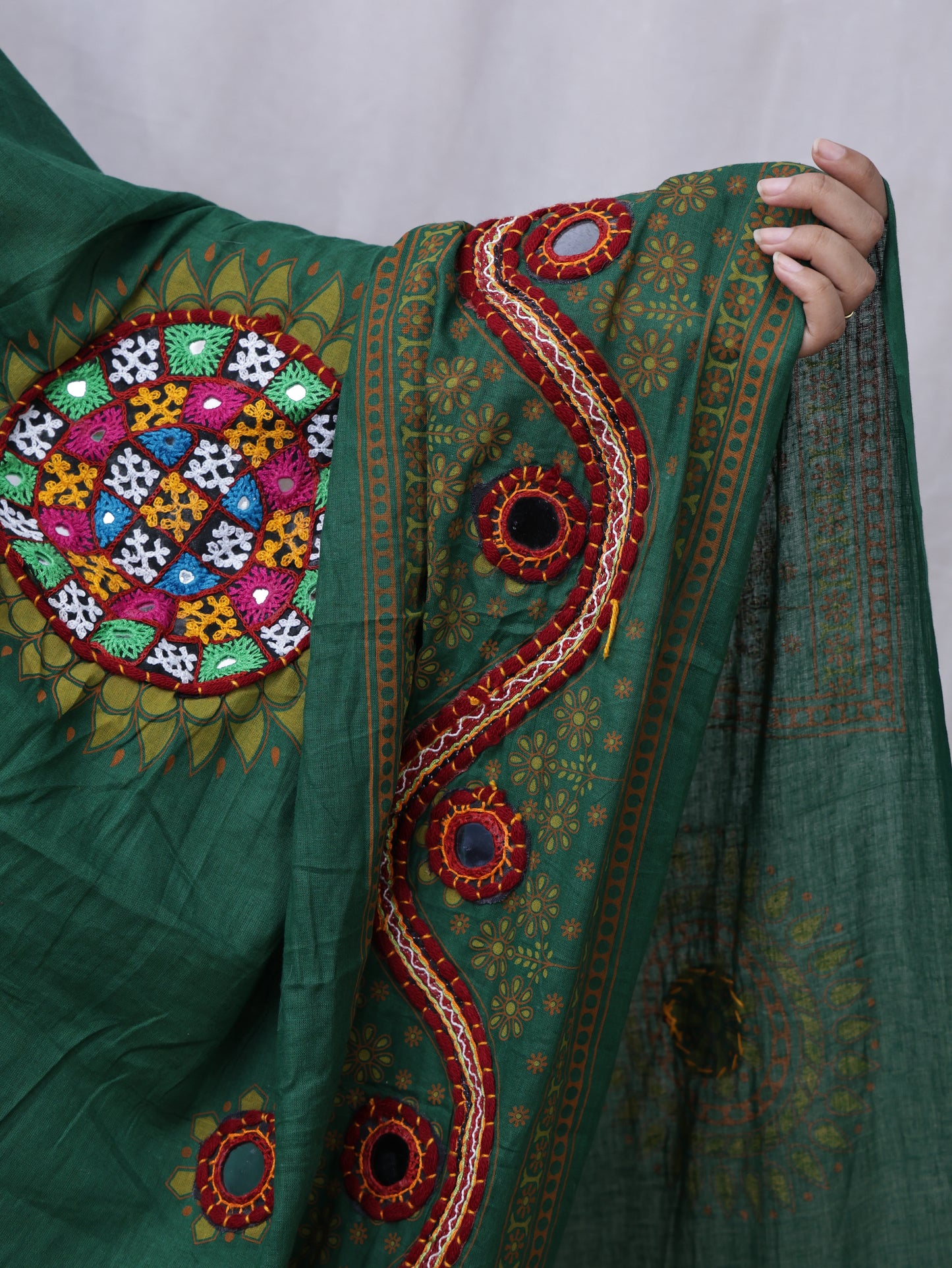 Cotton Print With Patch Mirror Work