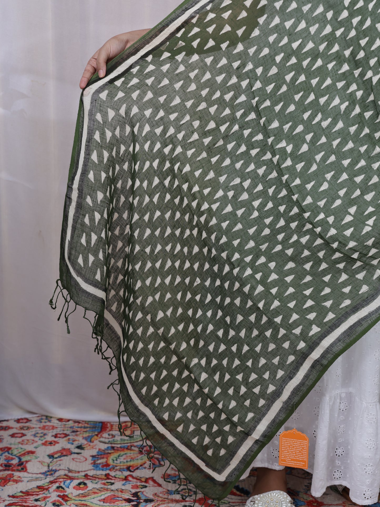 Hand-made block print dupatta