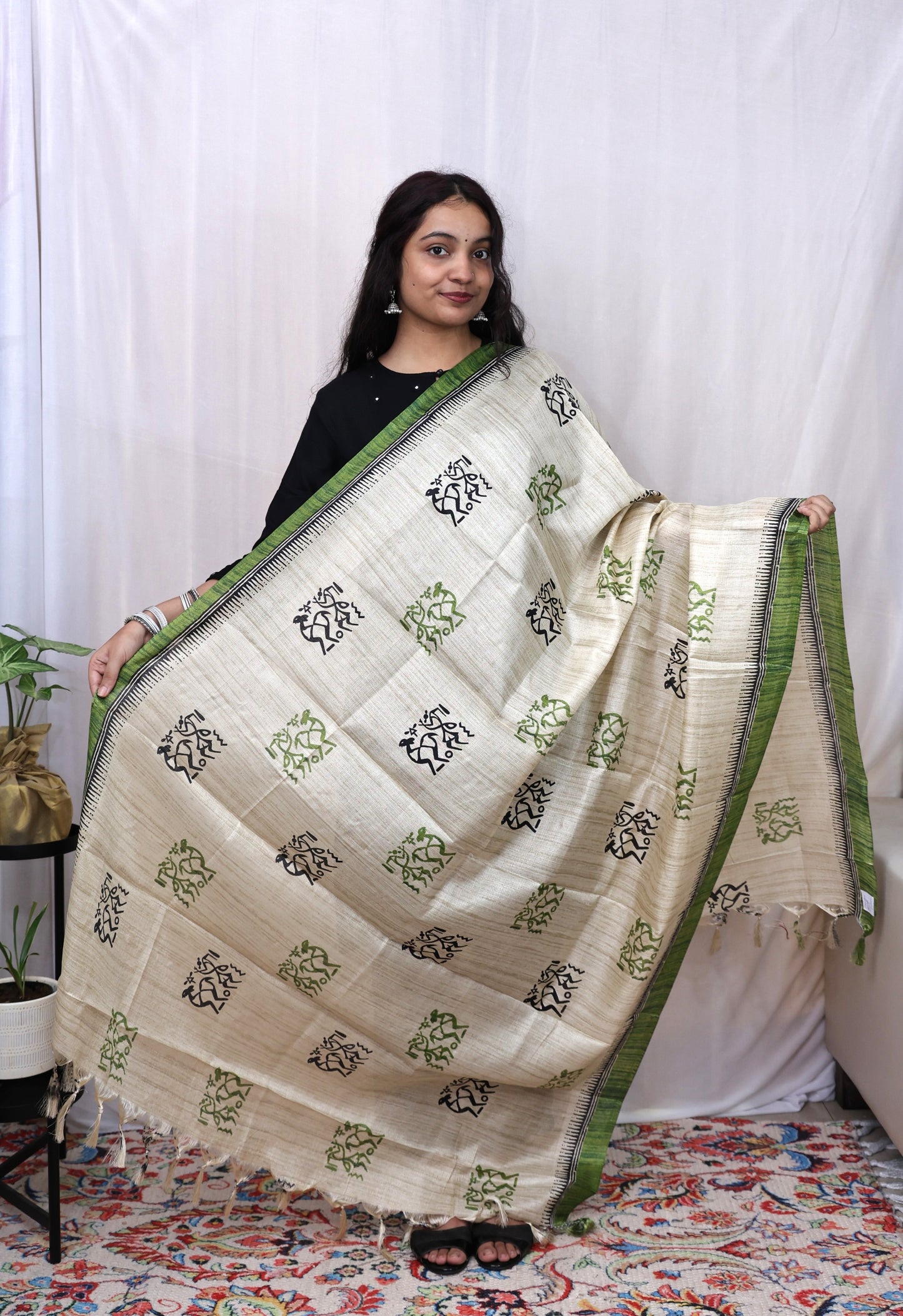 Chanderi Ajrakh Print Dupatta