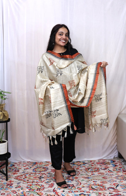 Chanderi Ajrakh Print Dupatta
