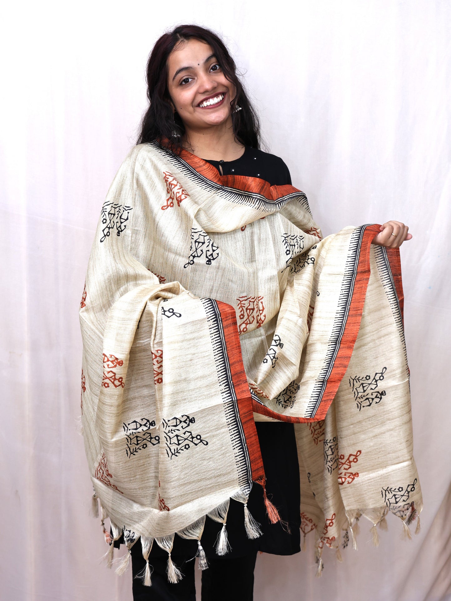 Chanderi Ajrakh Print Dupatta