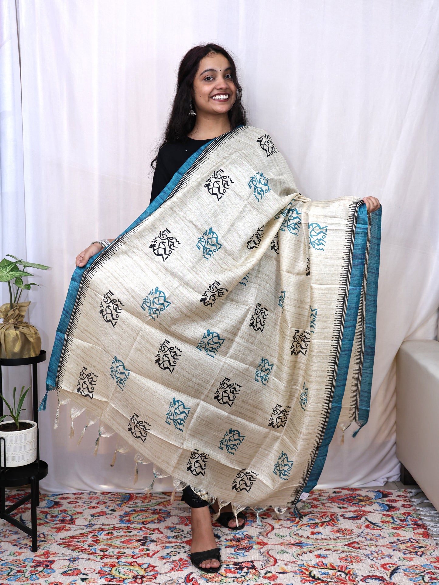 Chanderi Ajrakh Print Dupatta