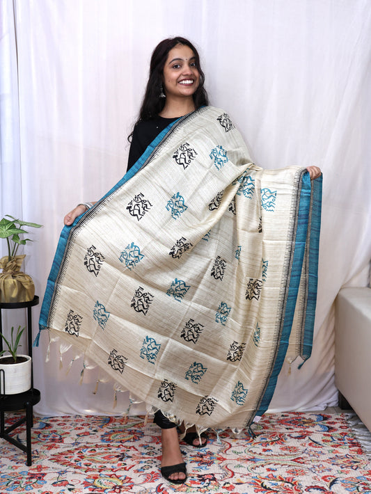 Chanderi Ajrakh Print Dupatta