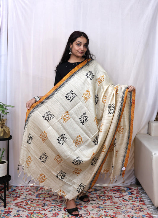 Chanderi Ajrakh Print Dupatta