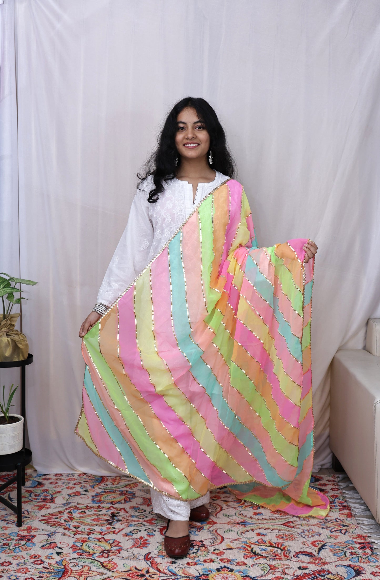 Georgette Lahariya Gota Dupatta