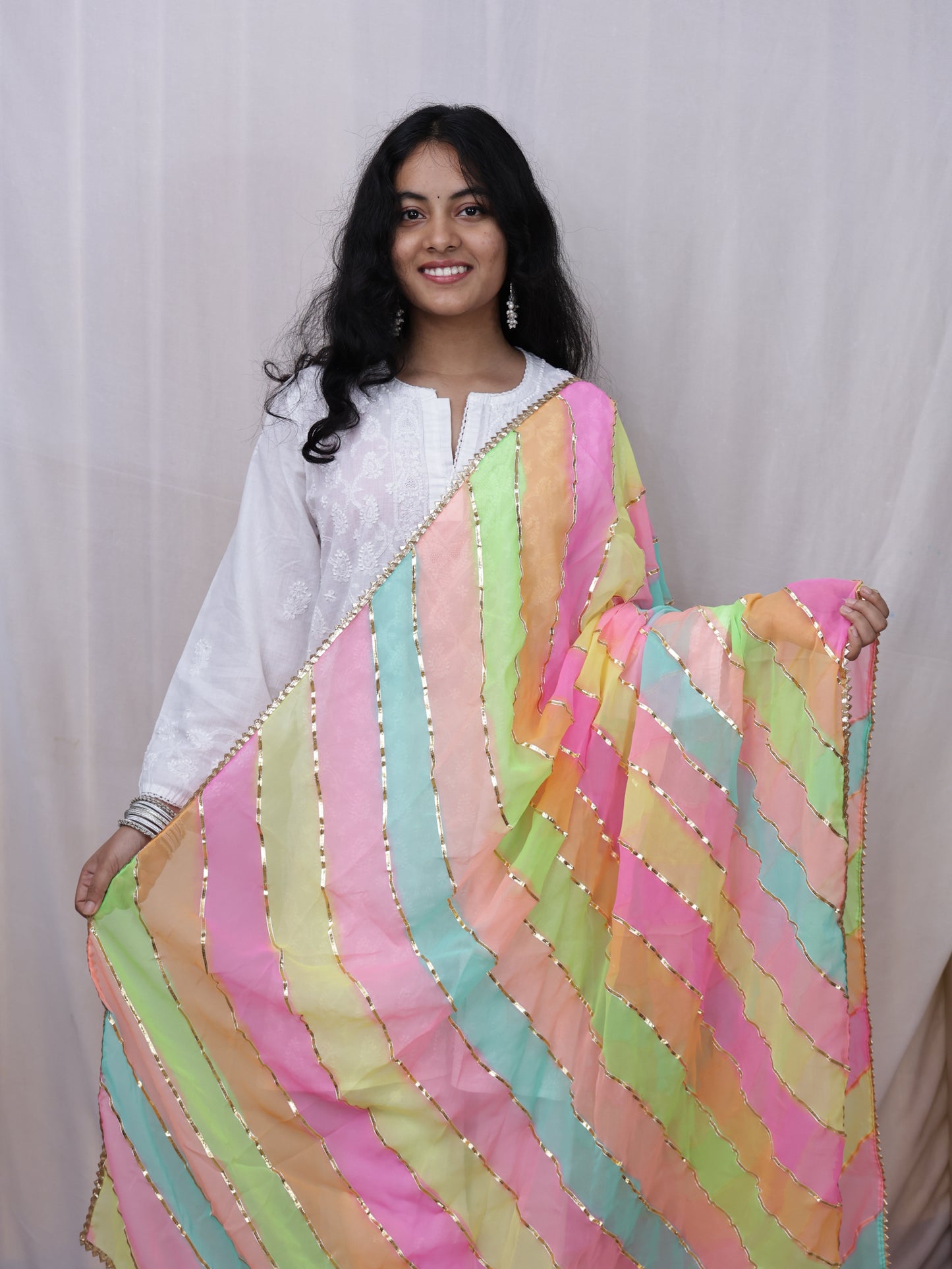 Georgette Lahariya Gota Dupatta