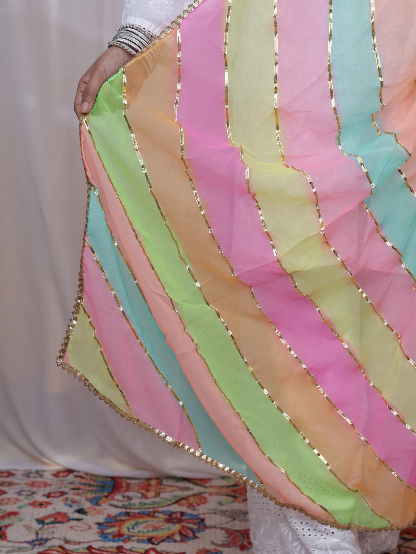 Georgette Lahariya Gota Dupatta