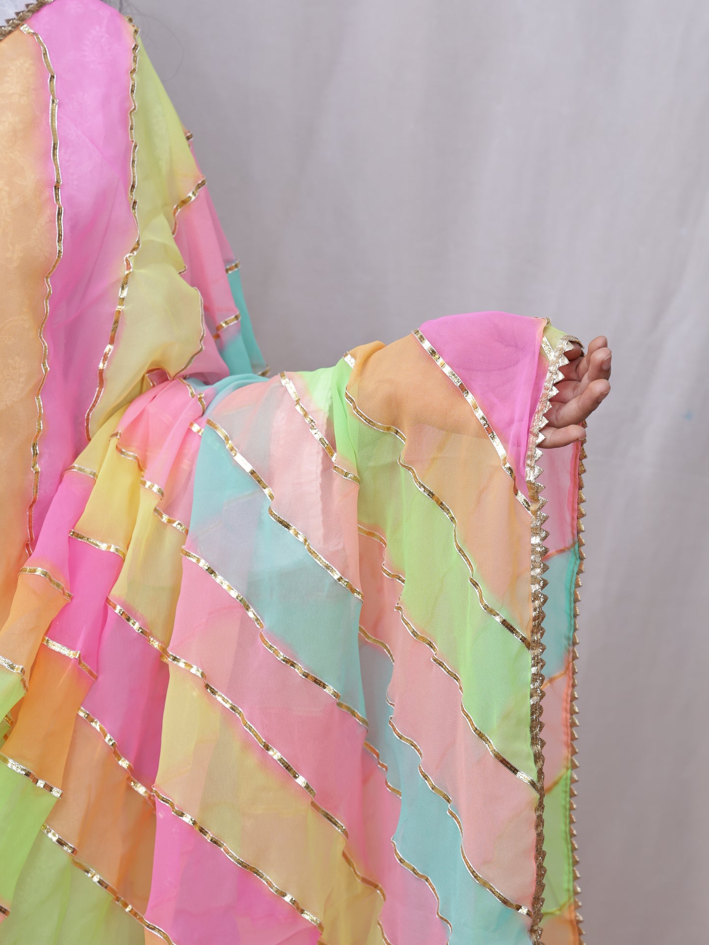 Georgette Lahariya Gota Dupatta