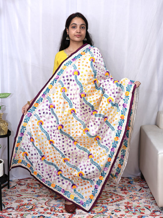 Assam Silk Phulkari Dupatta
