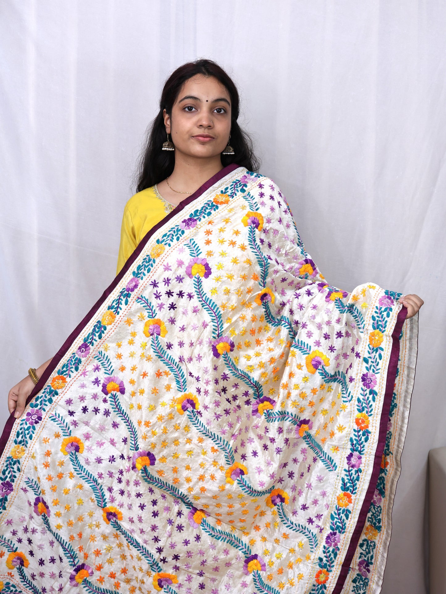 Assam Silk Phulkari Dupatta