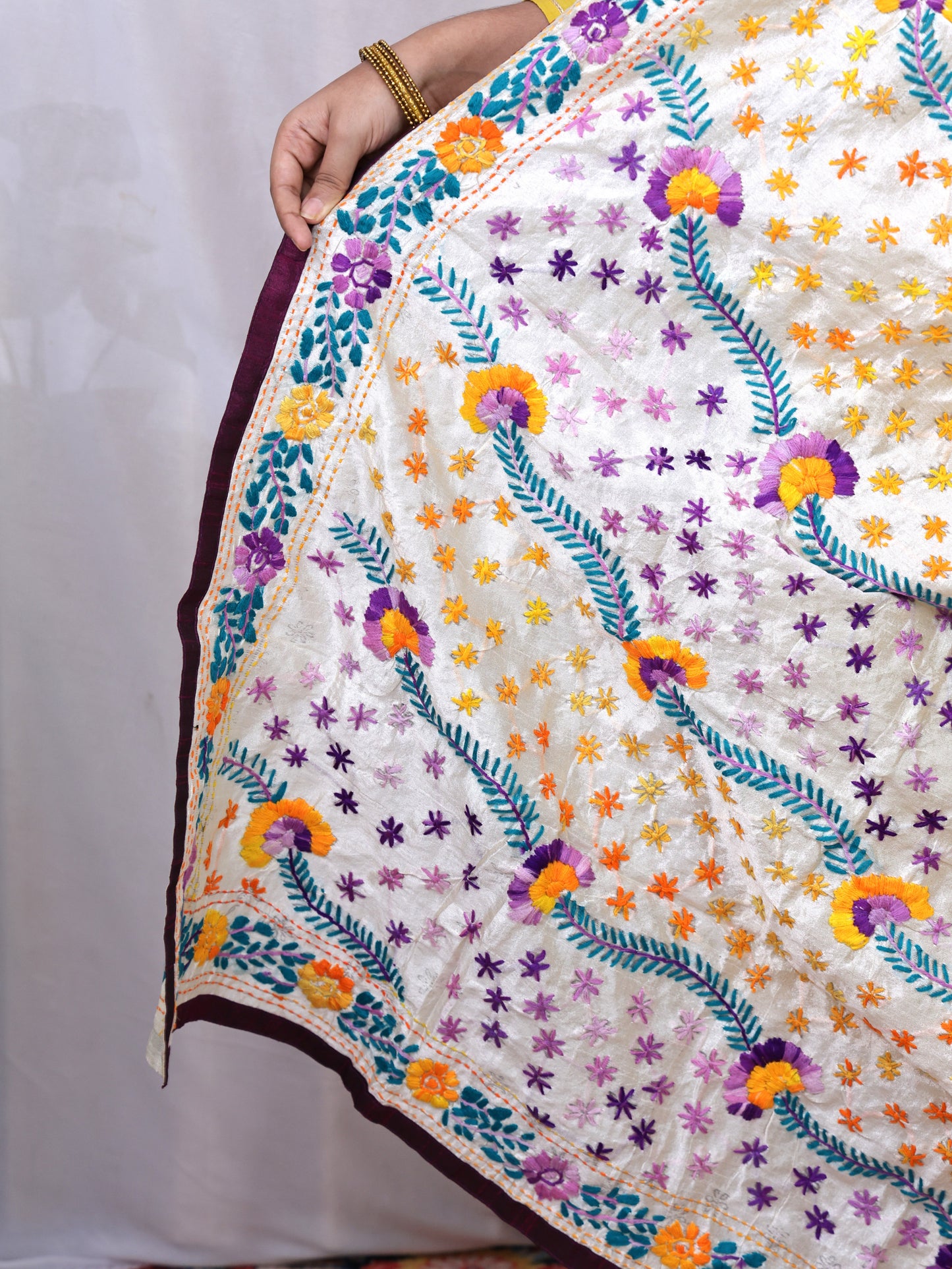 Assam Silk Phulkari Dupatta