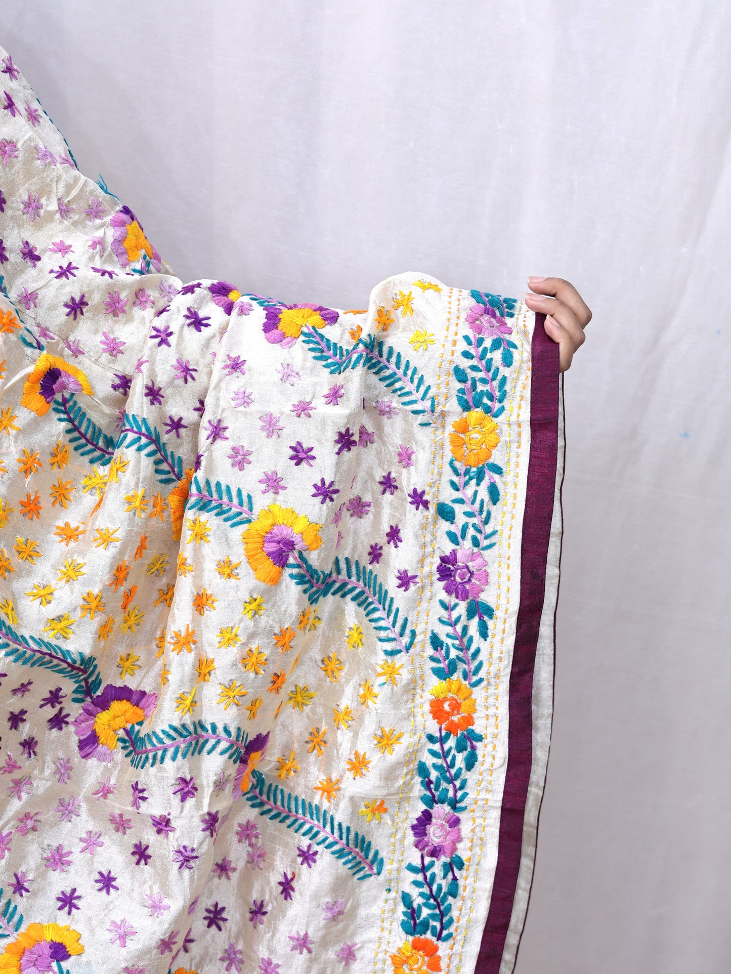 Assam Silk Phulkari Dupatta